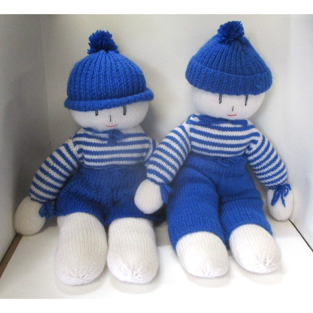Homemade Knitted Snoman and Snowlady 19" Dolls
